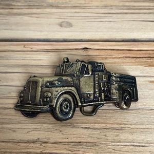 Vintage Baron Buckle 1978~Solid Brass Fire Truck~Belt Buckle